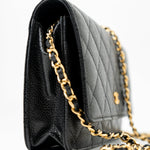 CHANEL Handbag Black Black Caviar Quilted Wallet on Chain (WOC) GHW - Redeluxe