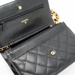 CHANEL Handbag Black Black Caviar Quilted Wallet on Chain (WOC) GHW - Redeluxe