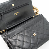 CHANEL Handbag Black Black Caviar Quilted Wallet on Chain (WOC) GHW - Redeluxe