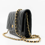 CHANEL Handbag Black Black Caviar Quilted Wallet on Chain (WOC) GHW - Redeluxe