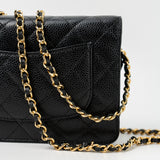 CHANEL Handbag Black Black Caviar Quilted Wallet on Chain (WOC) GHW - Redeluxe
