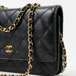 CHANEL Handbag Black Black Caviar Quilted Wallet on Chain (WOC) GHW - Redeluxe