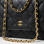 CHANEL Handbag Black Black Caviar Quilted Wallet on Chain (WOC) GHW - Redeluxe