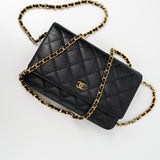 CHANEL Handbag Black Black Caviar Quilted Wallet on Chain (WOC) GHW - Redeluxe