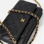 CHANEL Handbag Black Black Caviar Quilted Wallet on Chain (WOC) GHW - Redeluxe