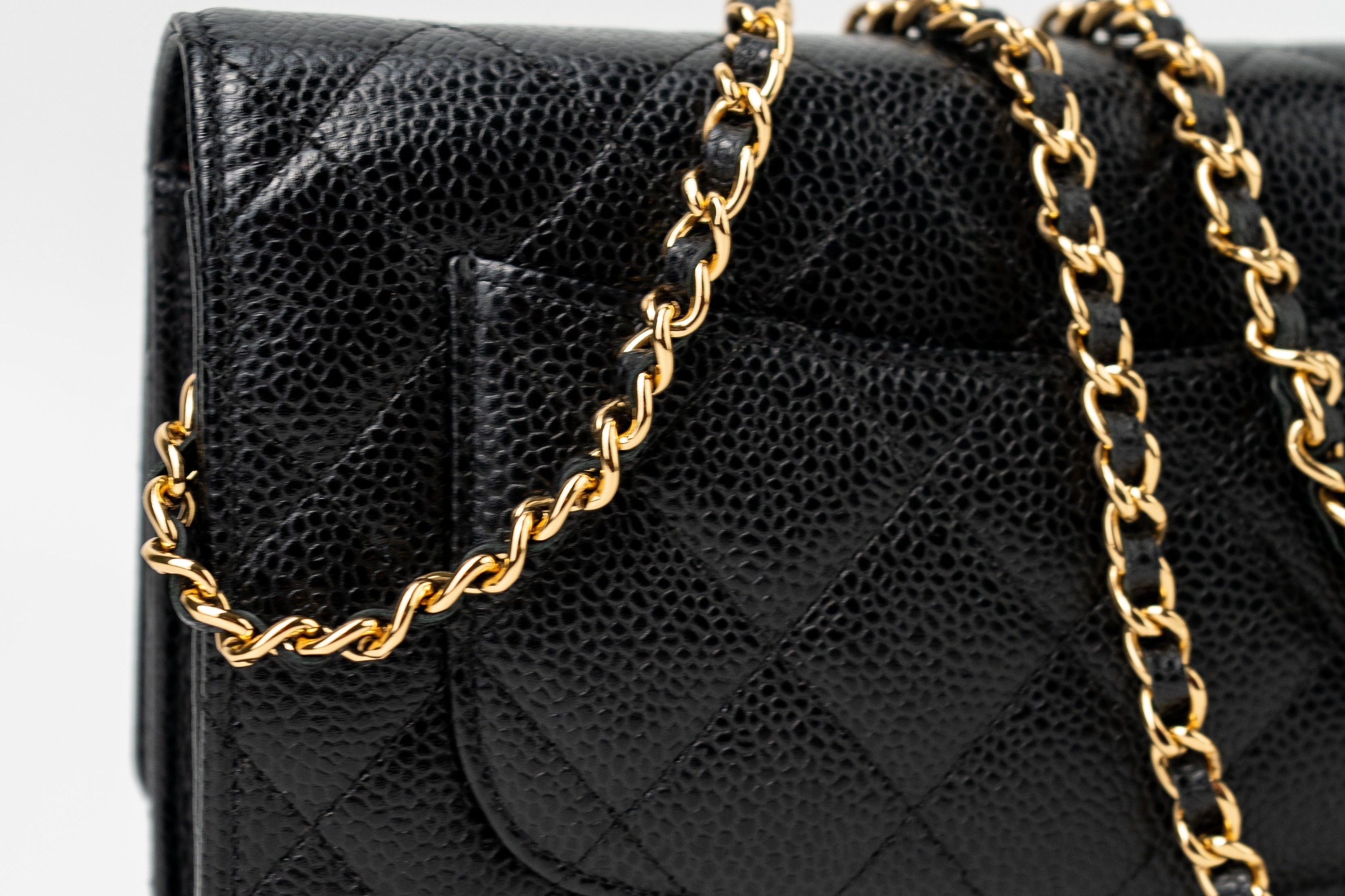 CHANEL Handbag Black Black Caviar Quilted Wallet on Chain (WOC) GHW - Redeluxe