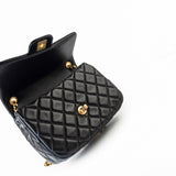 CHANEL Handbag Black Black Coco De Toi Heart Chain Small Square Flap Bag Antique Gold Hardware - Redeluxe