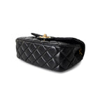 CHANEL Handbag Black Black Coco De Toi Heart Chain Small Square Flap Bag Antique Gold Hardware - Redeluxe