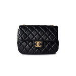 CHANEL Handbag Black Black Coco De Toi Heart Chain Small Square Flap Bag Antique Gold Hardware - Redeluxe