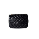 CHANEL Handbag Black Black Coco De Toi Heart Chain Small Square Flap Bag Antique Gold Hardware - Redeluxe