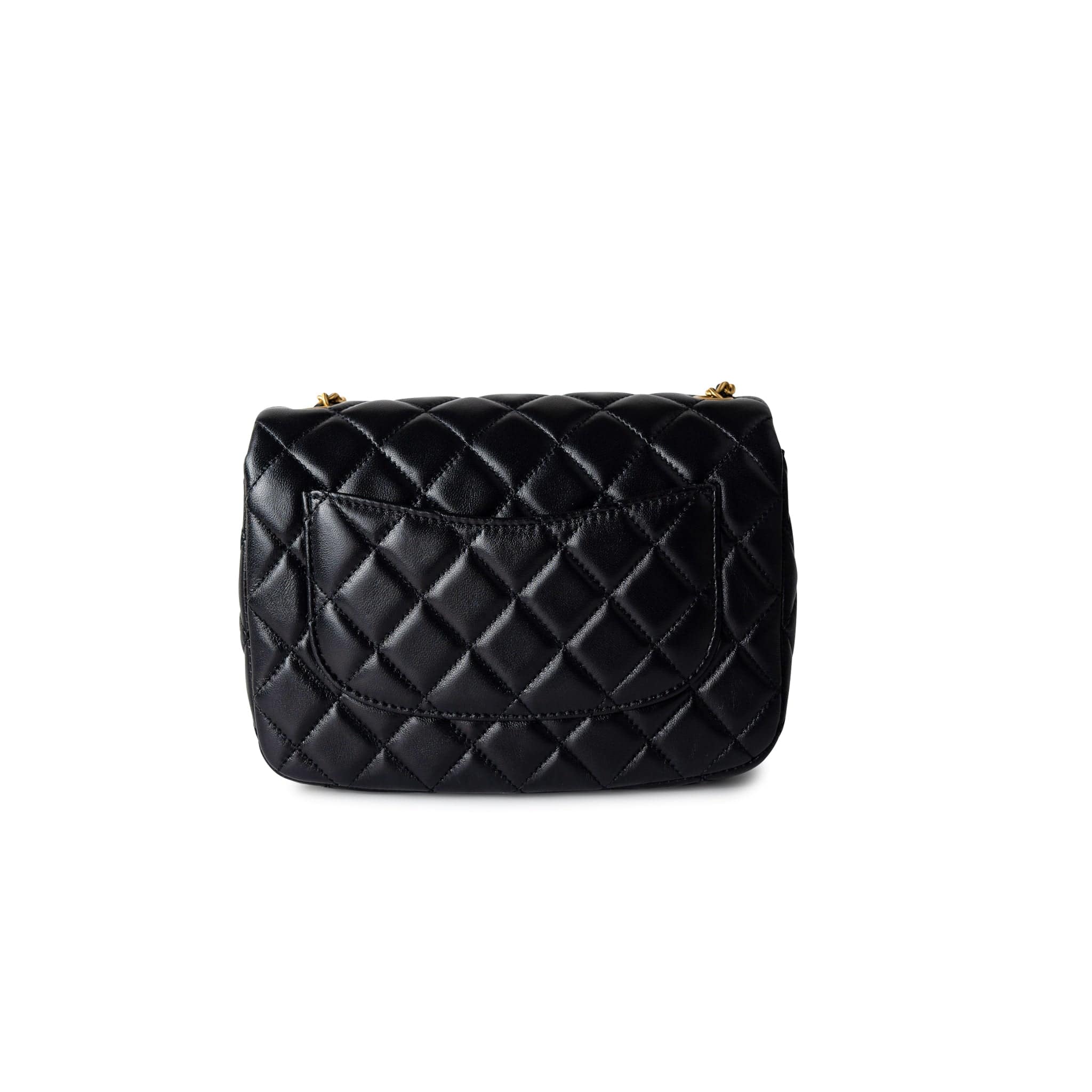 CHANEL Handbag Black Black Coco De Toi Heart Chain Small Square Flap Bag Antique Gold Hardware - Redeluxe