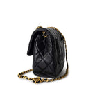 CHANEL Handbag Black Black Coco De Toi Heart Chain Small Square Flap Bag Antique Gold Hardware - Redeluxe