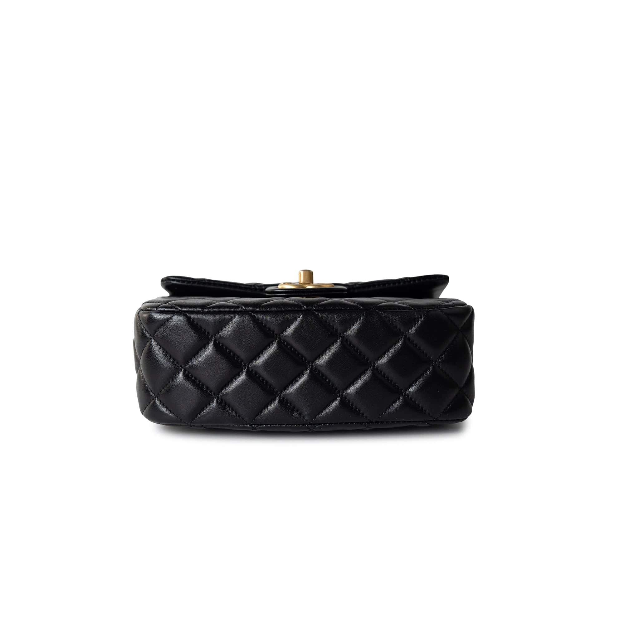 CHANEL Handbag Black Black Coco De Toi Heart Chain Small Square Flap Bag Antique Gold Hardware - Redeluxe