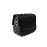 CHANEL Handbag Black Black Coco De Toi Heart Chain Small Square Flap Bag Antique Gold Hardware - Redeluxe