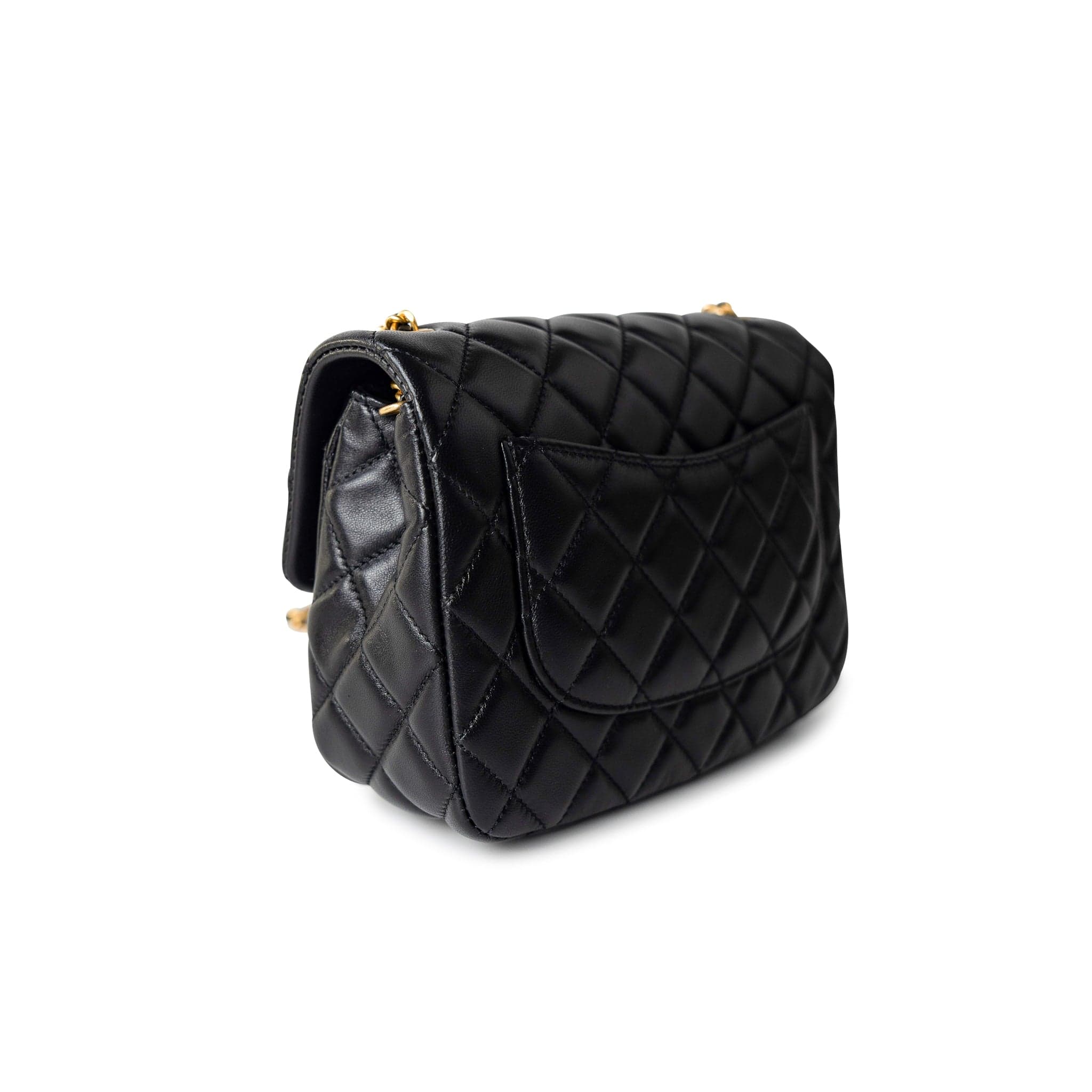CHANEL Handbag Black Black Coco De Toi Heart Chain Small Square Flap Bag Antique Gold Hardware - Redeluxe
