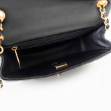 CHANEL Handbag Black Black Coco De Toi Heart Chain Small Square Flap Bag Antique Gold Hardware - Redeluxe