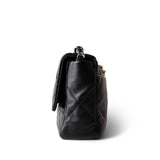 CHANEL Handbag Black Black Lambskin Quilted 19 Flap Medium/Large Mixed Hardware - Redeluxe