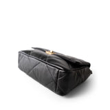CHANEL Handbag Black Black Lambskin Quilted 19 Flap Medium/Large Mixed Hardware - Redeluxe