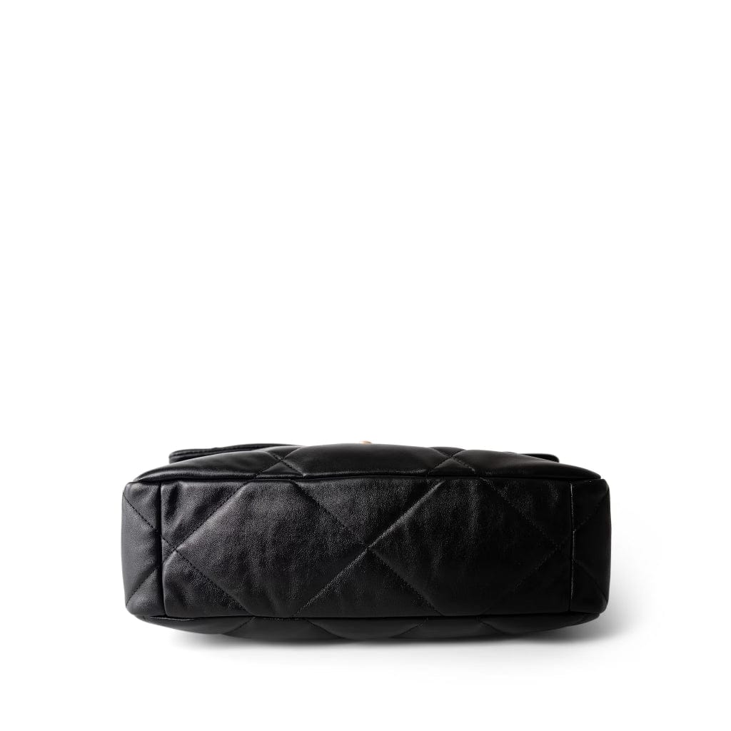 CHANEL Handbag Black Black Lambskin Quilted 19 Flap Medium/Large Mixed Hardware - Redeluxe