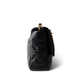CHANEL Handbag Black Black Lambskin Quilted 19 Flap Medium/Large Mixed Hardware - Redeluxe