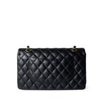 CHANEL Handbag Black Black Lambskin Quilted Classic Flap Medium Gold Hardware - Redeluxe