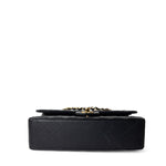 CHANEL Handbag Black Black Lambskin Quilted Classic Flap Medium Gold Hardware - Redeluxe