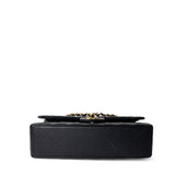 CHANEL Handbag Black Black Lambskin Quilted Classic Flap Medium Gold Hardware - Redeluxe