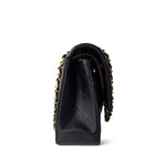 CHANEL Handbag Black Black Lambskin Quilted Classic Flap Medium Gold Hardware - Redeluxe
