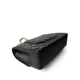 CHANEL Handbag Black Black Lambskin Quilted Classic Flap Medium Gold Hardware - Redeluxe