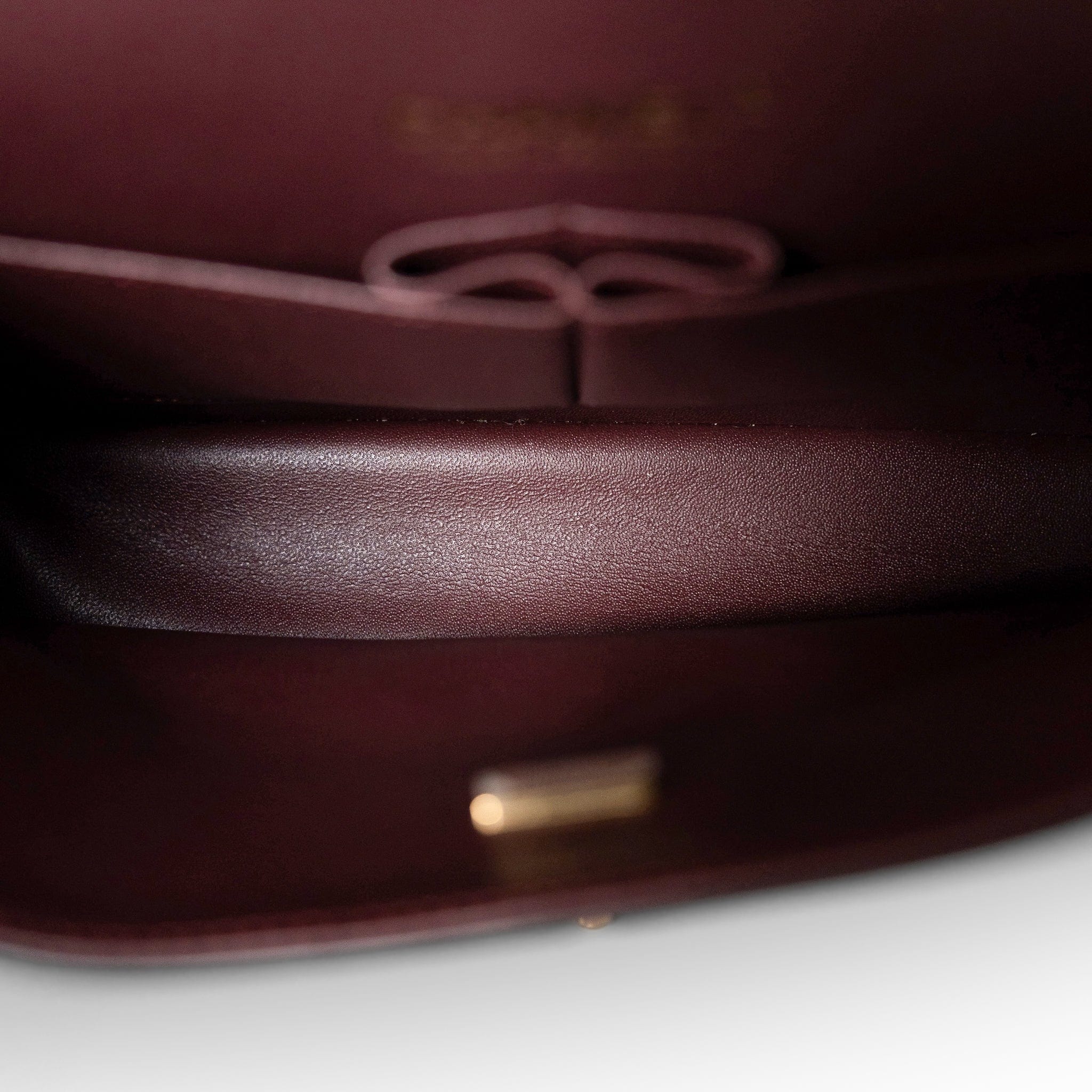 CHANEL Handbag Black Black Lambskin Quilted Classic Flap Medium Gold Hardware - Redeluxe