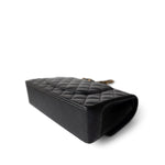 CHANEL Handbag Black Black Lambskin Quilted Classic Flap Medium Gold Hardware - Redeluxe