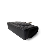 CHANEL Handbag Black Black Lambskin Quilted Classic Flap Medium Gold Hardware - Redeluxe