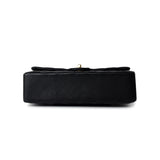 CHANEL Handbag Black Black Lambskin Quilted Classic Flap Medium Light Gold Hardware - Redeluxe