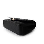 CHANEL Handbag Black Black Lambskin Quilted Classic Flap Medium Light Gold Hardware - Redeluxe