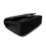 CHANEL Handbag Black Black Lambskin Quilted Classic Flap Medium Light Gold Hardware - Redeluxe