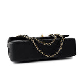 CHANEL Handbag Black Black Lambskin Quilted Classic Flap Medium Light Gold Hardware - Redeluxe