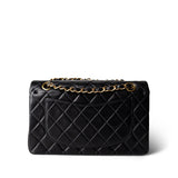 CHANEL Handbag Black Black Lambskin Quilted Classic Flap Small Gold Hardware - Redeluxe