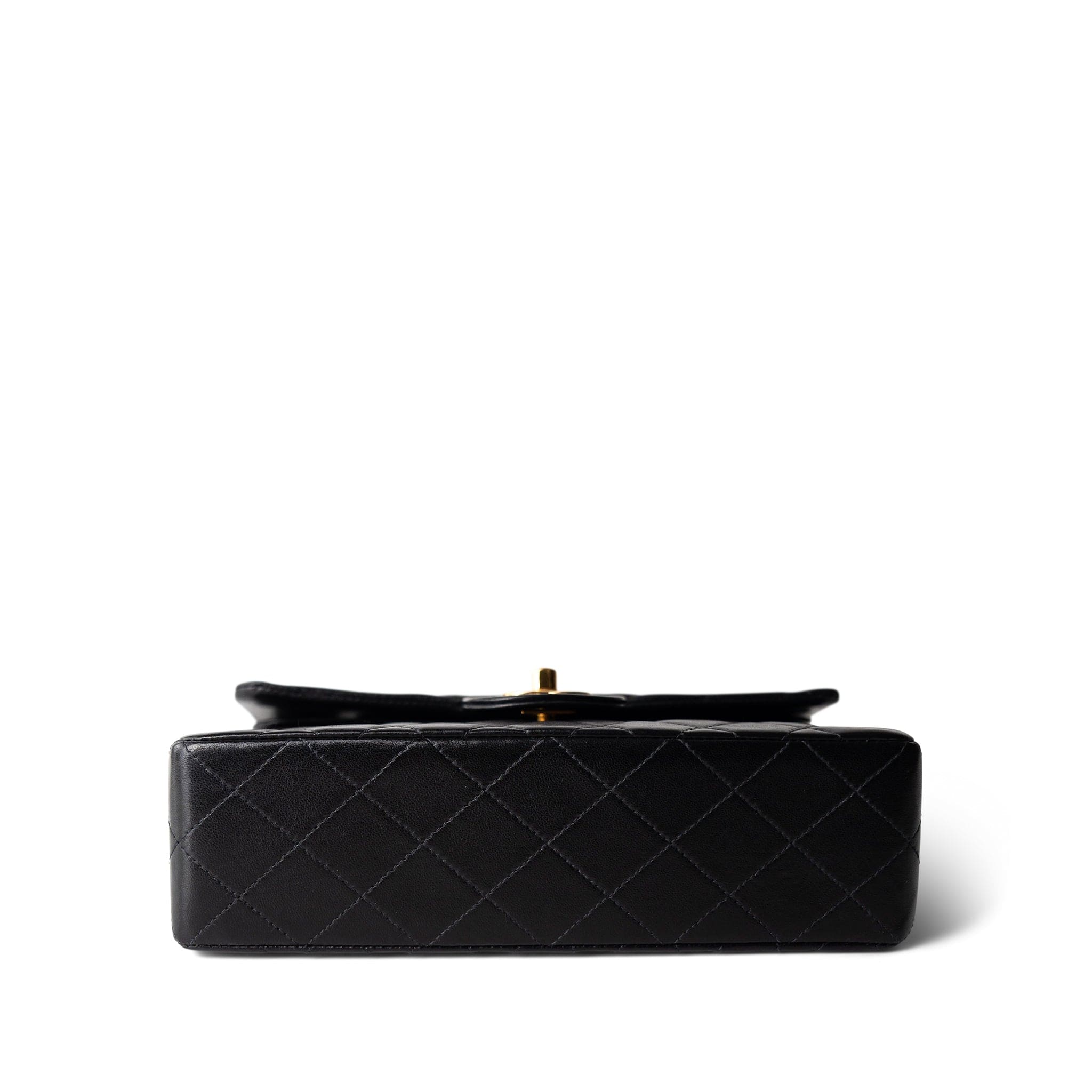 CHANEL Handbag Black Black Lambskin Quilted Classic Flap Small Gold Hardware - Redeluxe