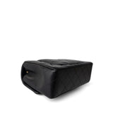 CHANEL Handbag Black Black Lambskin Quilted Mini Rectangular Flap Light Gold Hardware - Redeluxe
