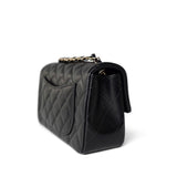 CHANEL Handbag Black Black Lambskin Quilted Mini Rectangular Flap Light Gold Hardware - Redeluxe
