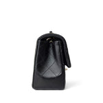 CHANEL Handbag Black Black Lambskin Quilted Mini Rectangular Flap Light Gold Hardware - Redeluxe