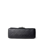 CHANEL Handbag Black Black Lambskin Quilted Mini Rectangular Flap Light Gold Hardware - Redeluxe