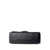 CHANEL Handbag Black Black Lambskin Quilted Mini Rectangular Flap Light Gold Hardware - Redeluxe