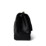 CHANEL Handbag Black Black Lambskin Quilted Mini Square Flap Light Gold Hardware - Redeluxe