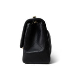 CHANEL Handbag Black Black Lambskin Quilted Mini Square Flap Light Gold Hardware - Redeluxe
