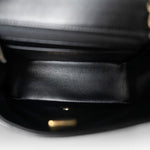 CHANEL Handbag Black Black Lambskin Quilted Mini Square Flap Light Gold Hardware - Redeluxe