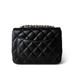 CHANEL Handbag Black Black Lambskin Quilted Mini Square Flap Light Gold Hardware - Redeluxe