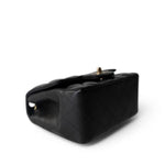 CHANEL Handbag Black Black Lambskin Quilted Mini Square Flap Light Gold Hardware - Redeluxe