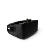 CHANEL Handbag Black Black Lambskin Quilted Mini Square Flap Light Gold Hardware - Redeluxe