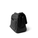CHANEL Handbag Black Black Lambskin Quilted Mini Square Flap Silver Hardware - Redeluxe